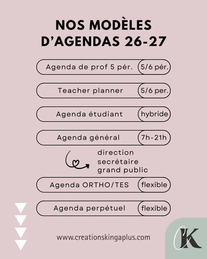 Agenda général 2026 - 2027 | Administration scolaire | Grand public | Vintage - 