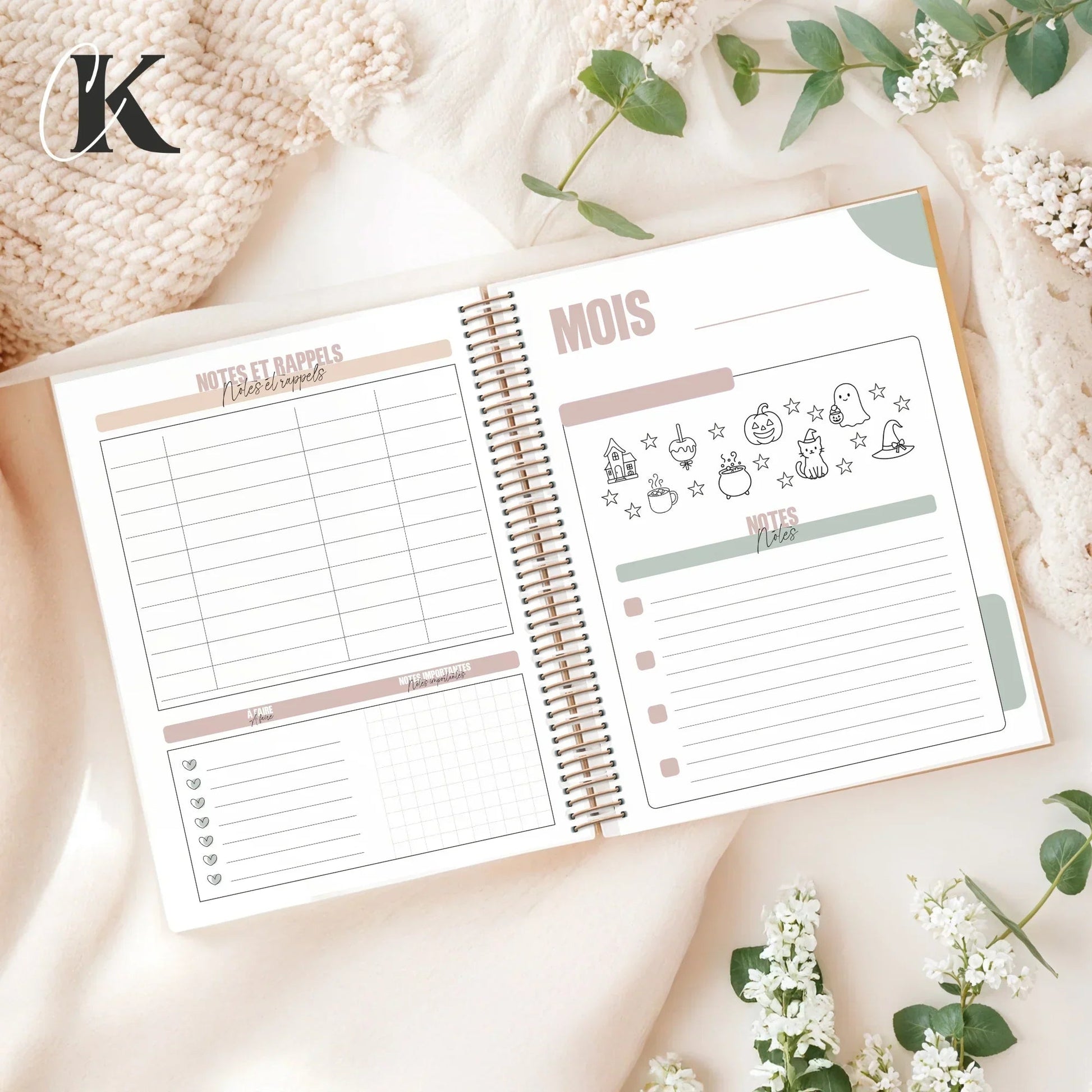 Agenda perpétuel | Planificateur non daté | Rétro rose - Agendas et planificateurs