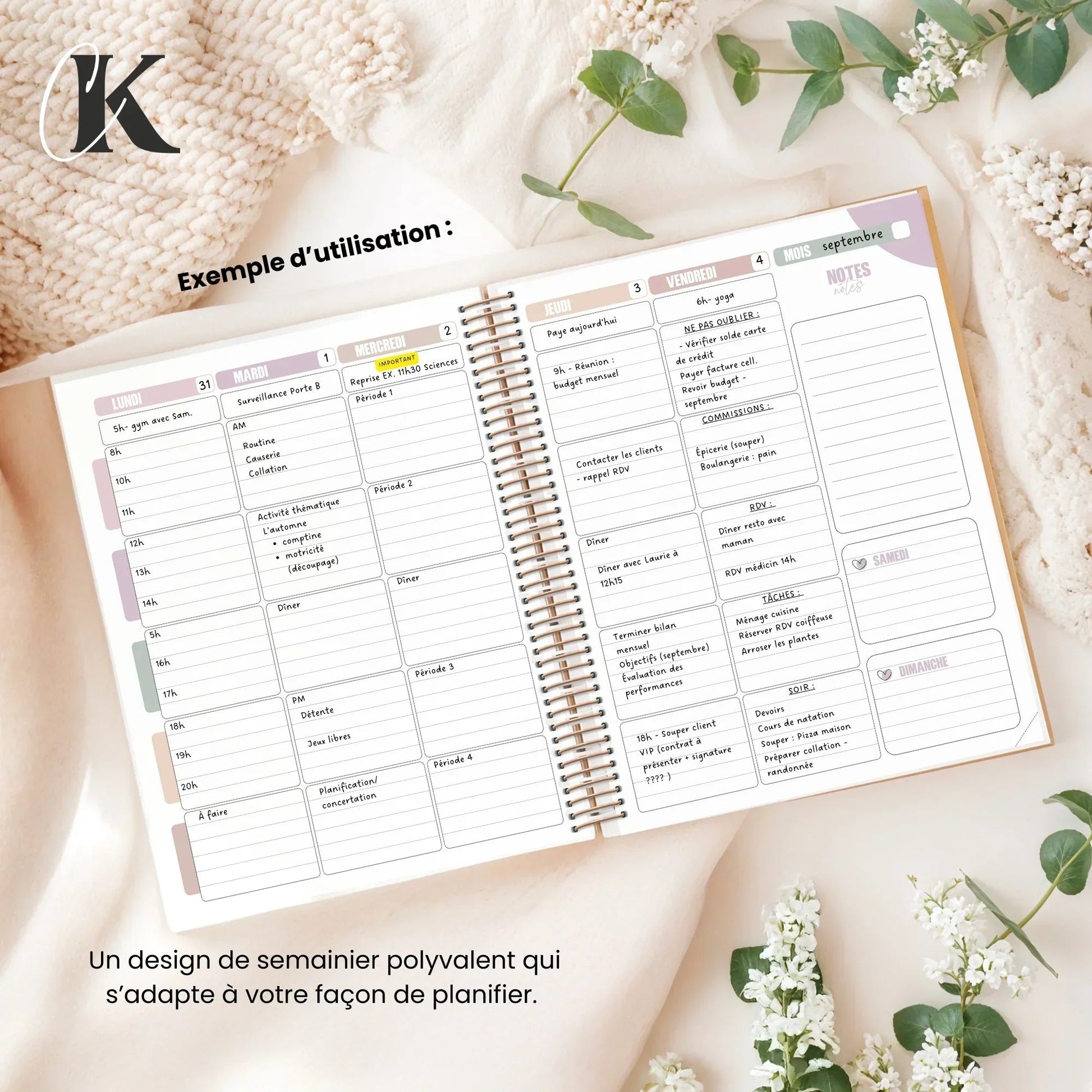 Agenda perpétuel | Planificateur non daté | Rétro rose - Agendas et planificateurs