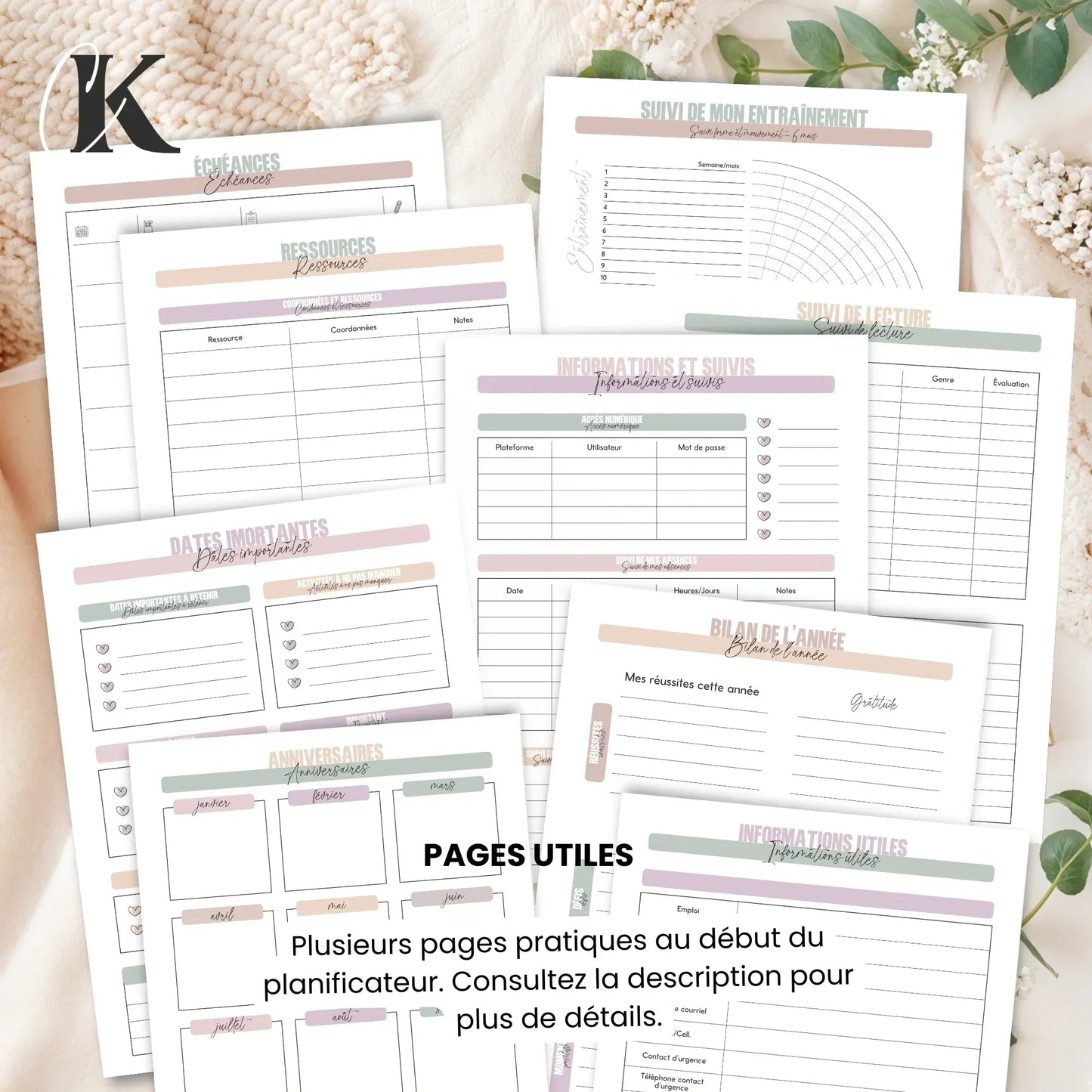 Agenda perpétuel | Planificateur non daté | Rétro rose - Agendas et planificateurs