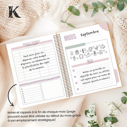 Agenda perpétuel | Planificateur non daté | Rétro rose - Agendas et planificateurs