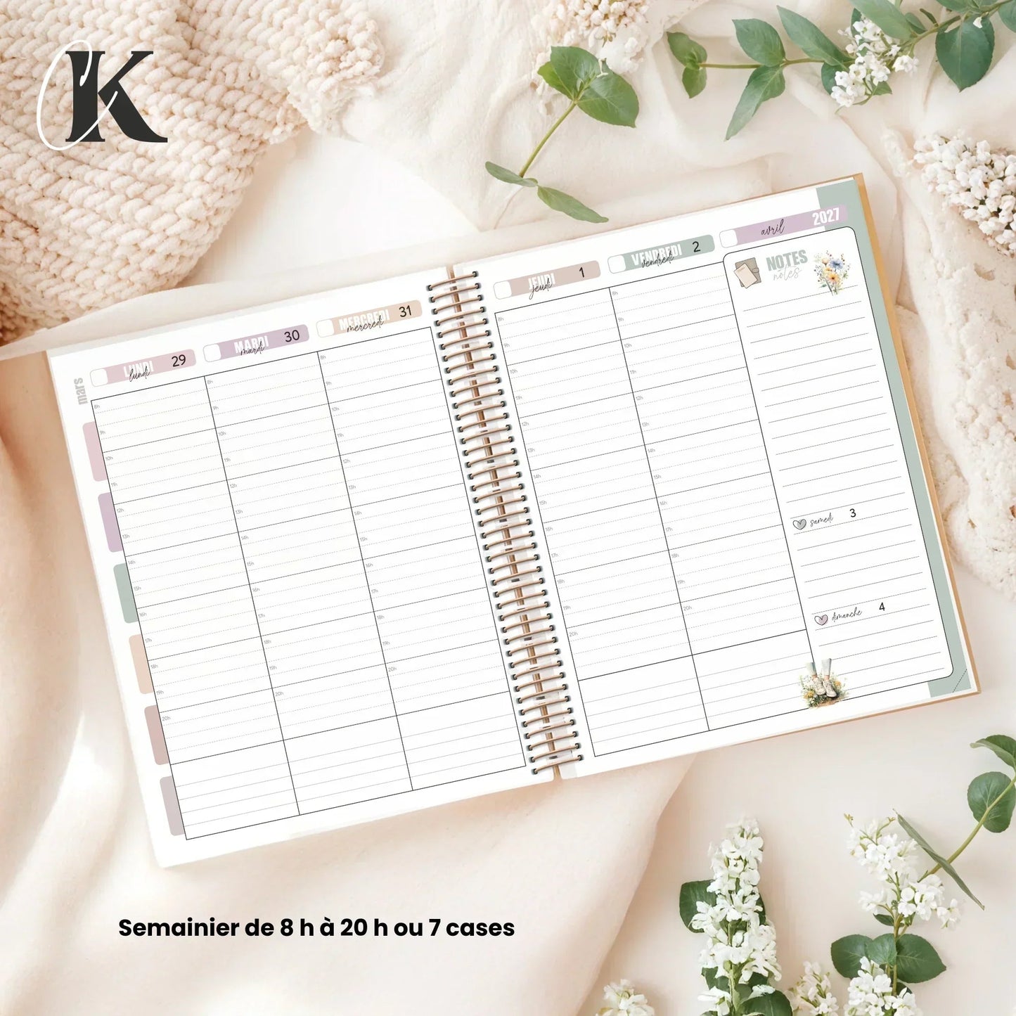 Agenda planificateur 2026 - 2027 | Étudiant | 7 cases/8h - 20h | Vintage/Rétro - Agendas et planificateurs
