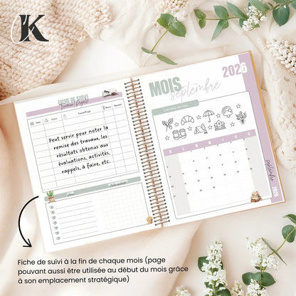 Agenda planificateur 2026 - 2027 | Étudiant | 7 cases/8h - 20h | Vintage/Rétro - Agendas et planificateurs