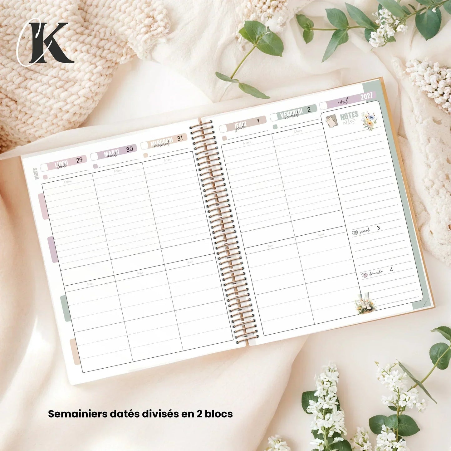 Agenda planificateur 2026 - 2027 | Ortho/TES | Vintage/Rétro - Agendas et planificateurs