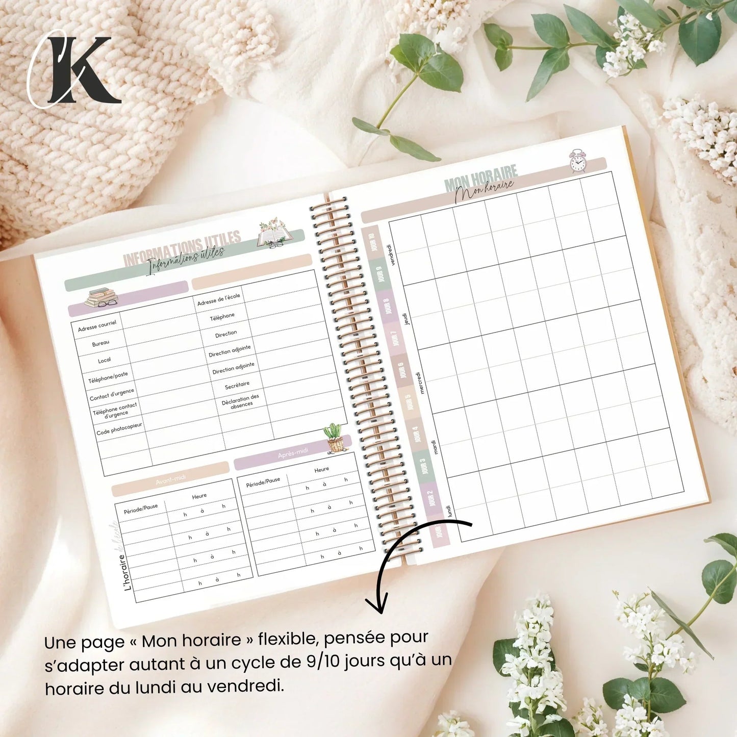 Agenda planificateur 2026 - 2027 | Ortho/TES | Vintage/Rétro - Agendas et planificateurs