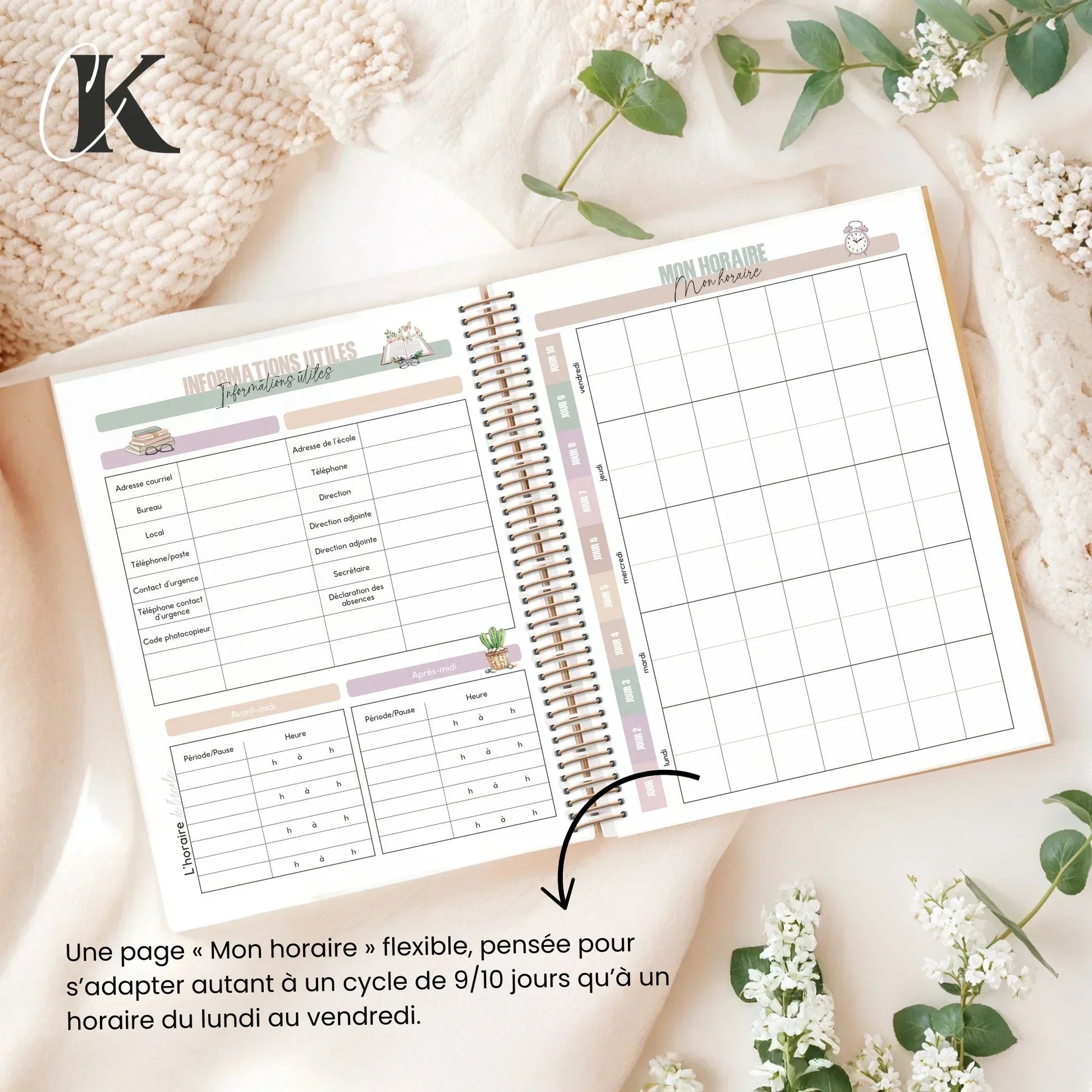 Agenda planificateur 2026 - 2027 | Ortho/TES | Vintage/Rétro - Agendas et planificateurs