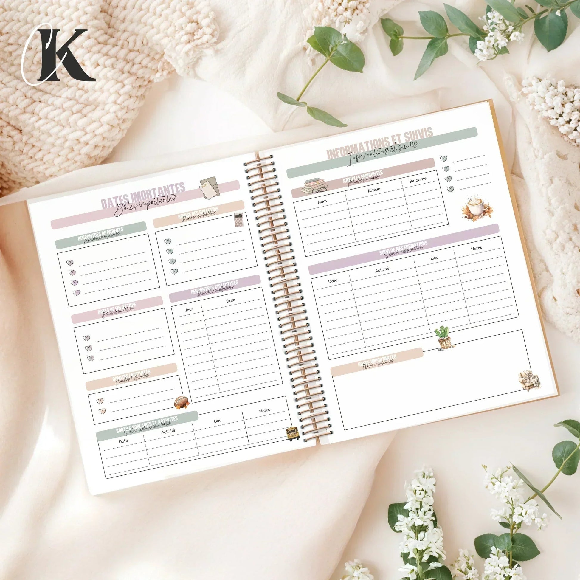 Agenda planificateur 2026 - 2027 | Ortho/TES | Vintage/Rétro - Agendas et planificateurs