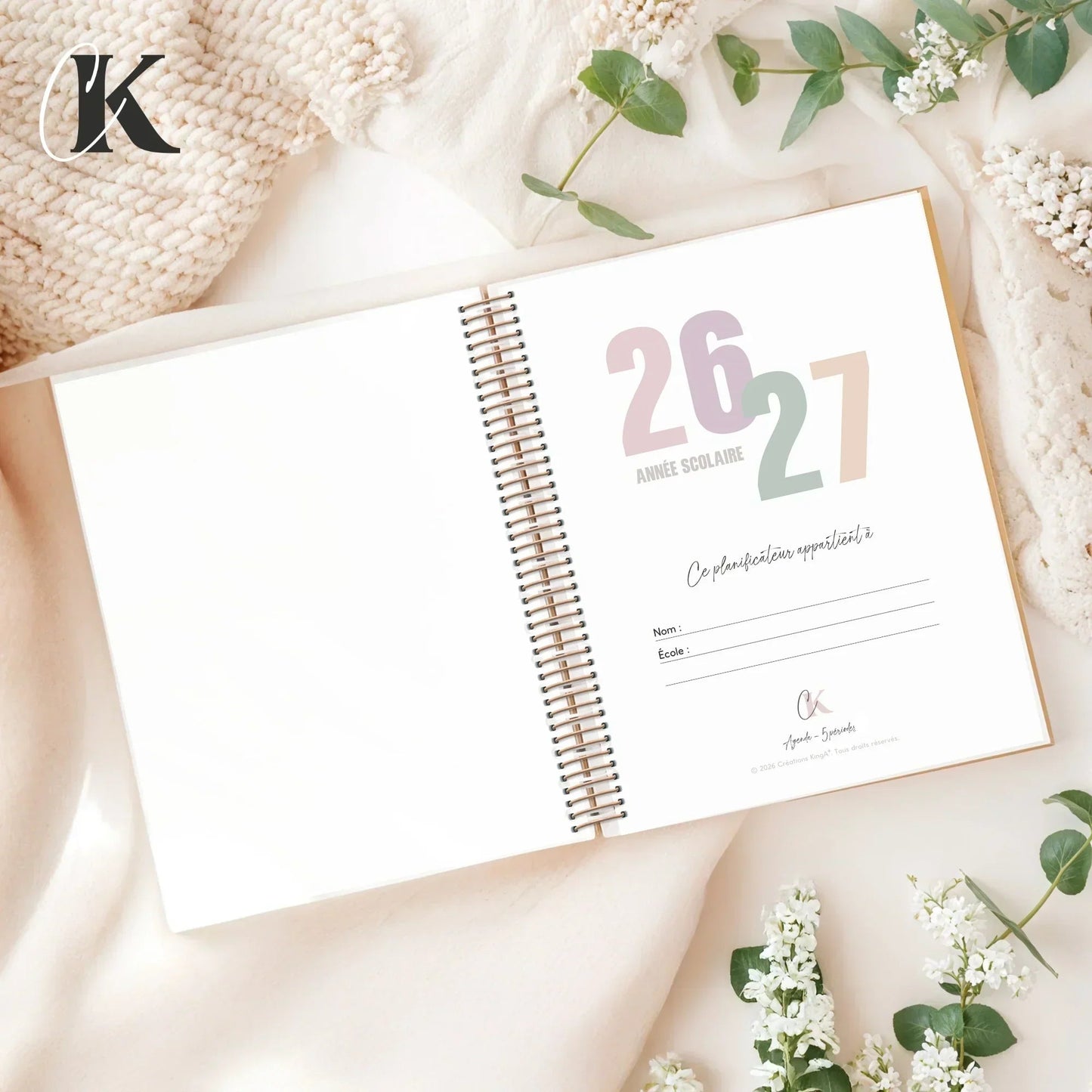 Agenda planificateur enseignant 2026 - 2027 | 5 périodes | Vintage/Rétro - Agendas et planificateurs