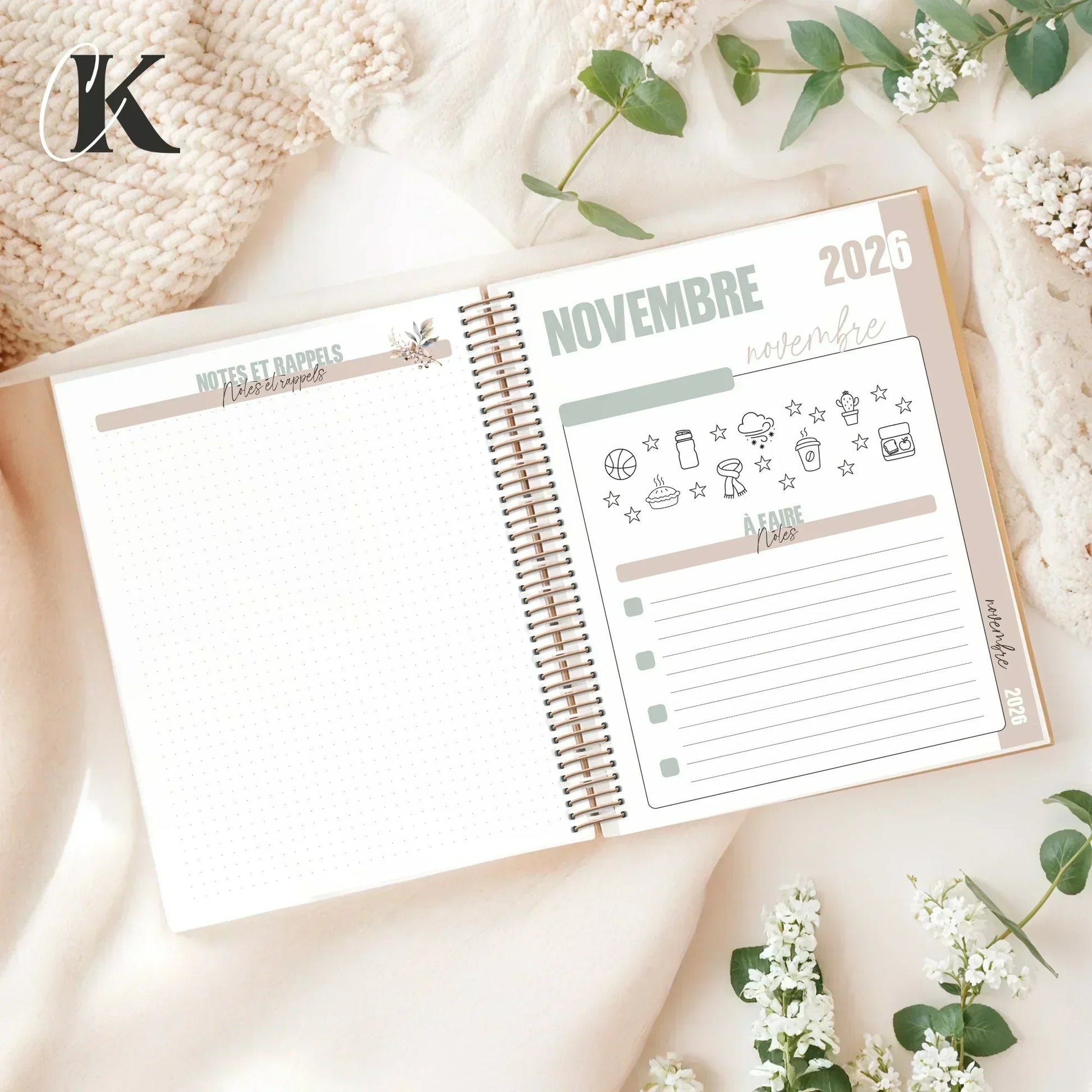 Agenda Planificateur Enseignant 2026 - 2027 | 6 périodes | Fleurie - Agendas et planificateurs