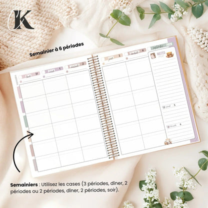 Agenda Planificateur Enseignant 2026 - 2027 | 6 périodes | Fleurie - Agendas et planificateurs