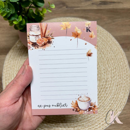 Bloc - notes à thème automne | Pêche rôtie & café à la cannelle - Papeterie