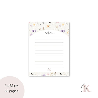Bloc - notes floral lilas | Mauve - Papeterie