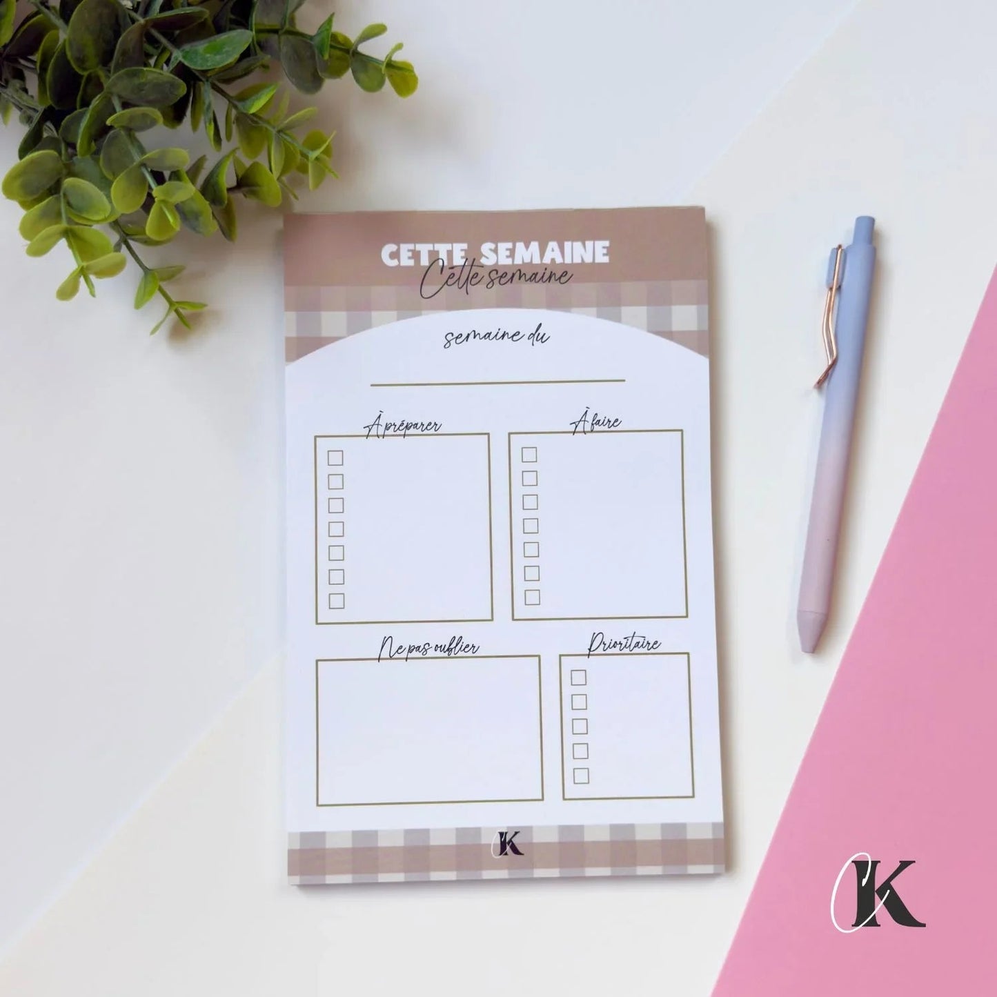 Bloc - notes | Planificateur | Motif Carreaux | Rétro Automne - Papeterie