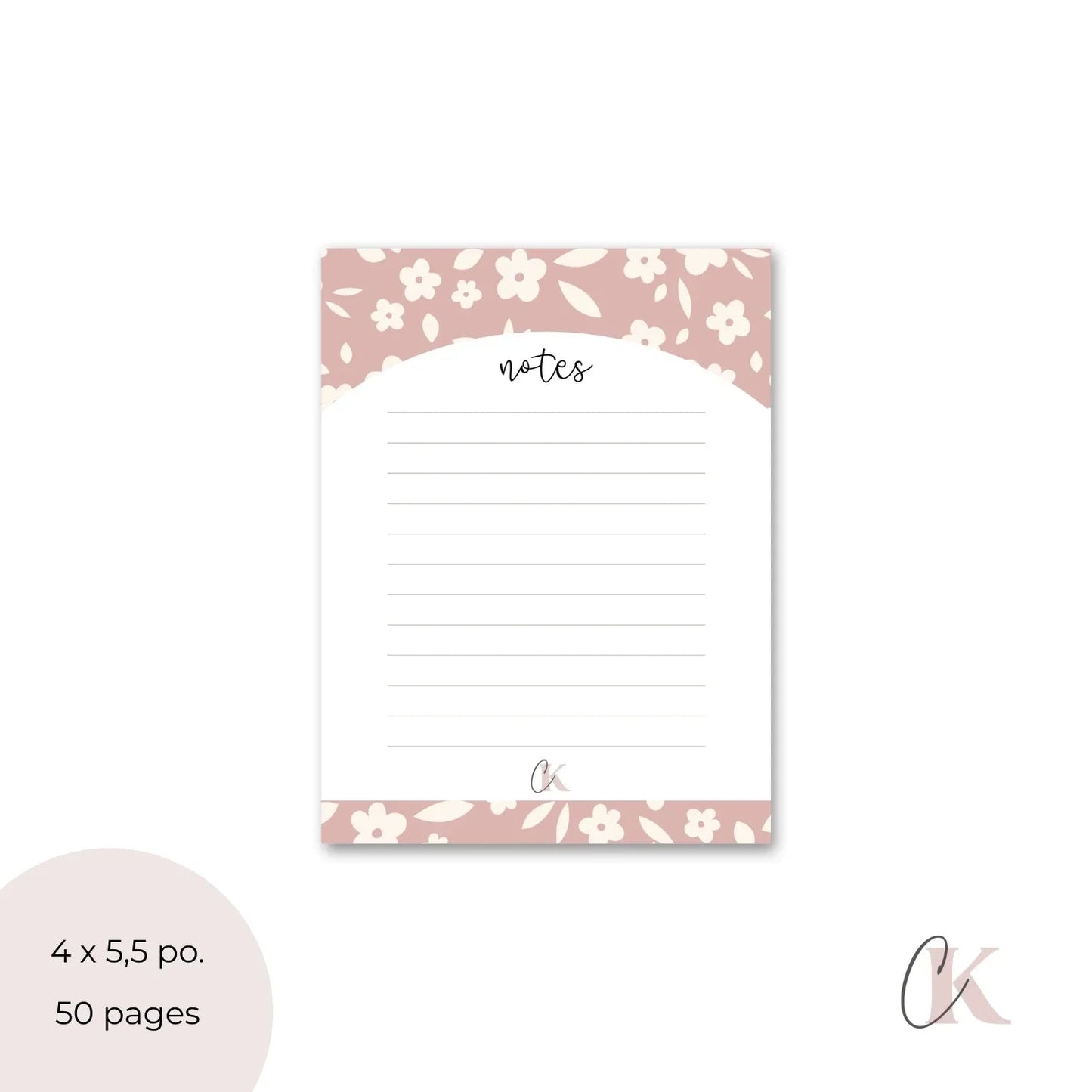 Bloc - notes rose poudré - Papeterie