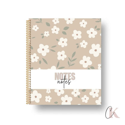Cahier de notes | Fleurie grège - Papeterie
