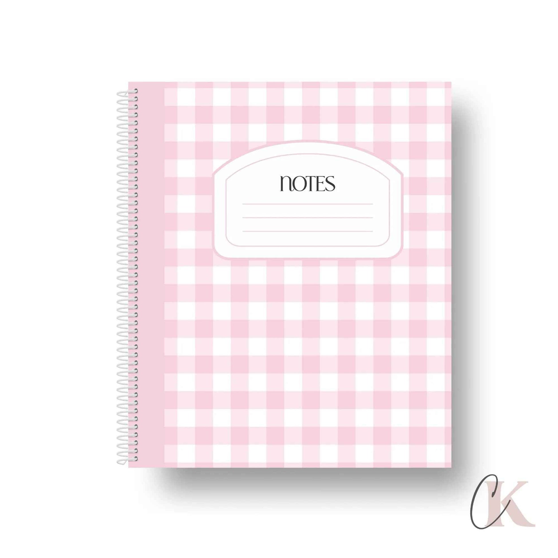 Cahier de notes | Rétro rose à carreaux - Papeterie