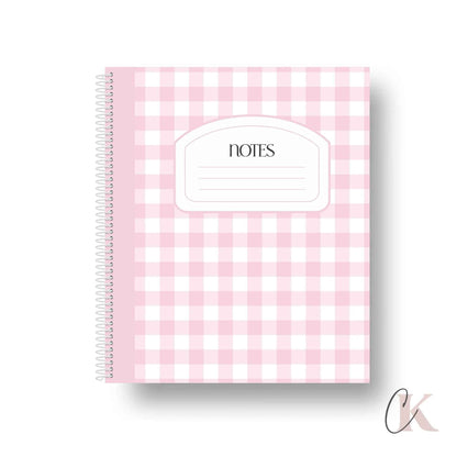 Cahier de notes | Rétro rose à carreaux - Papeterie