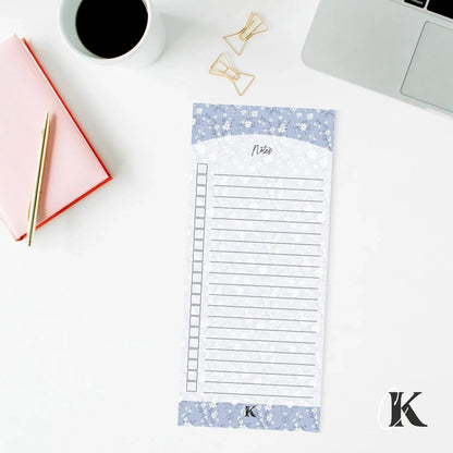 Ensemble de planificateur et blocs - notes | Bleu fleuri - Papeterie