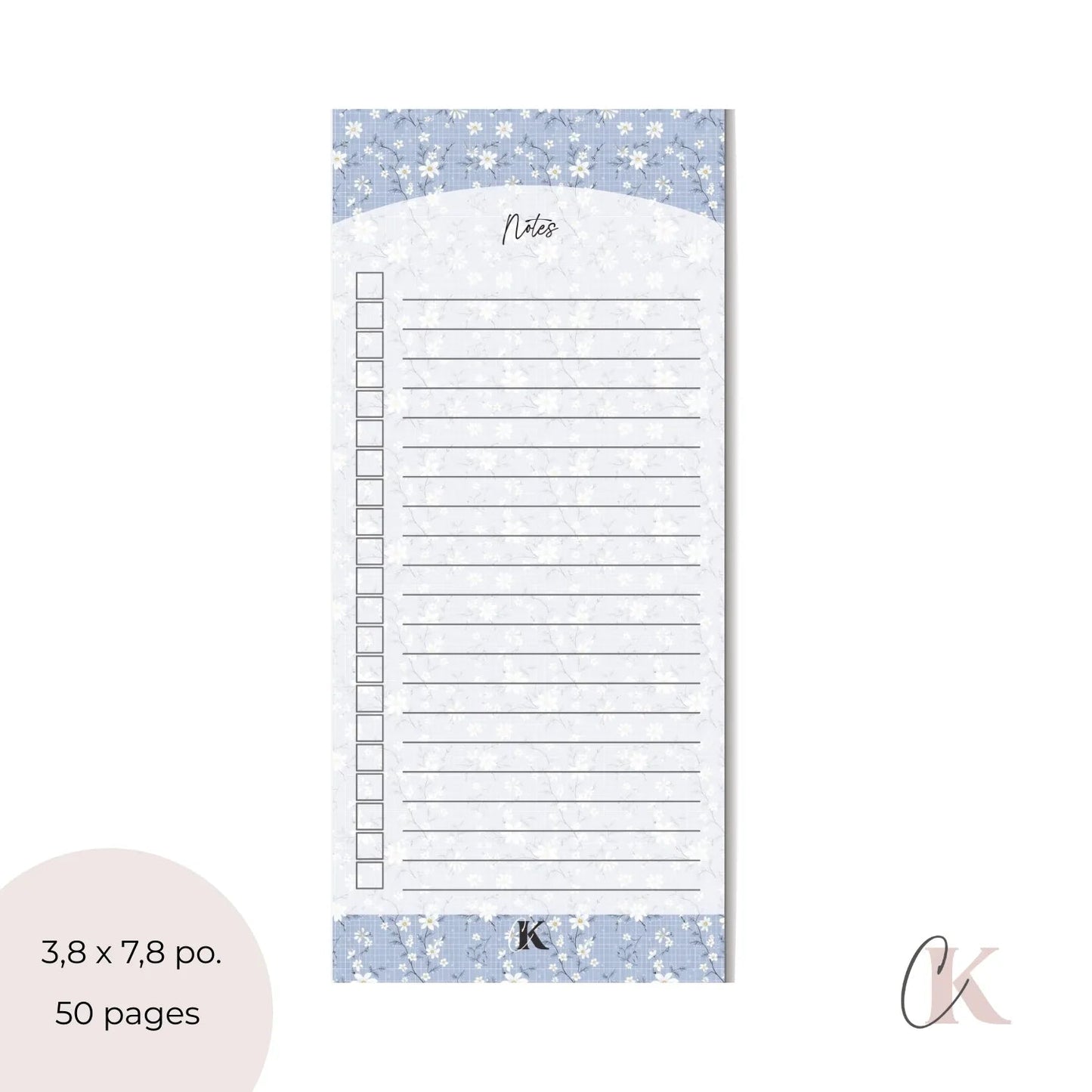 Ensemble de planificateur et blocs - notes | Bleu fleuri - Papeterie