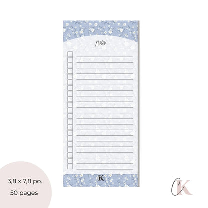 Ensemble de planificateur et blocs - notes | Bleu fleuri - Papeterie
