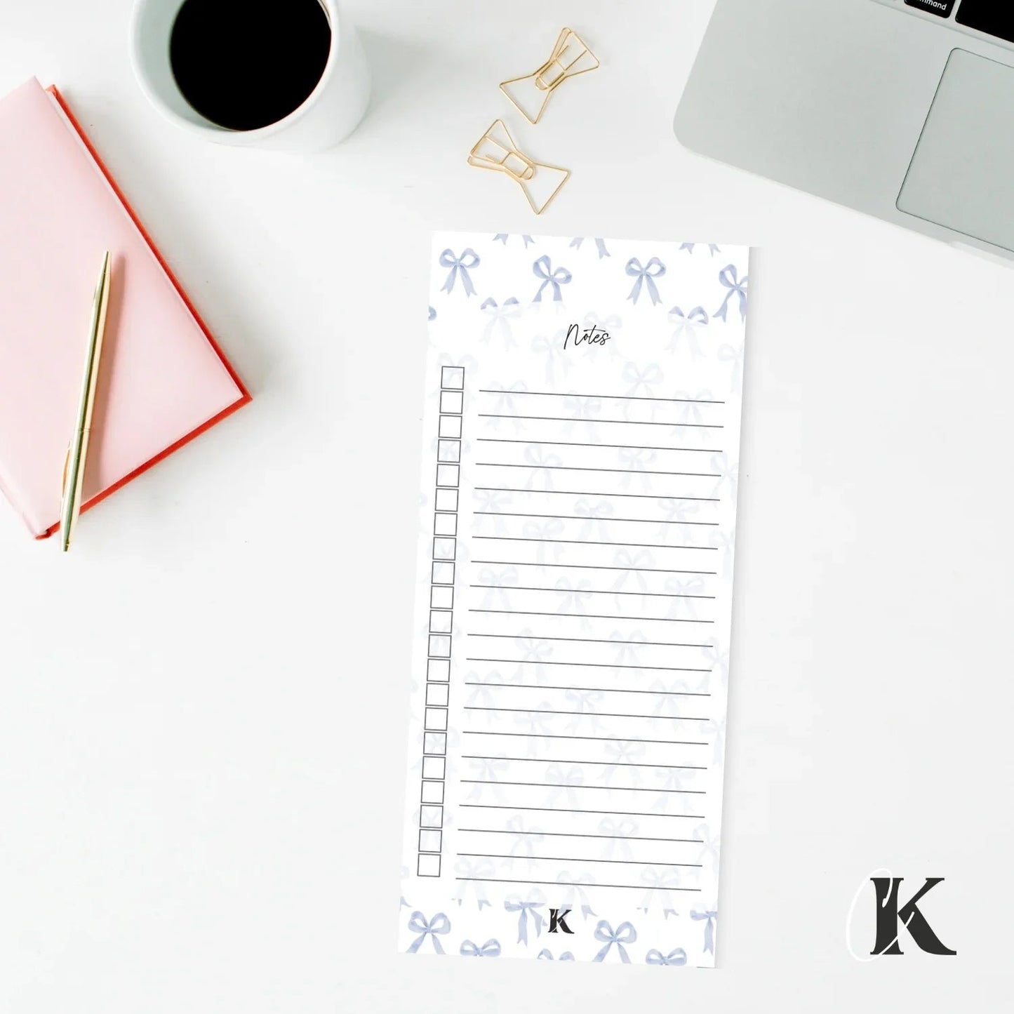 Ensemble de planificateur et blocs - notes | Noeuds chics bleus - Papeterie