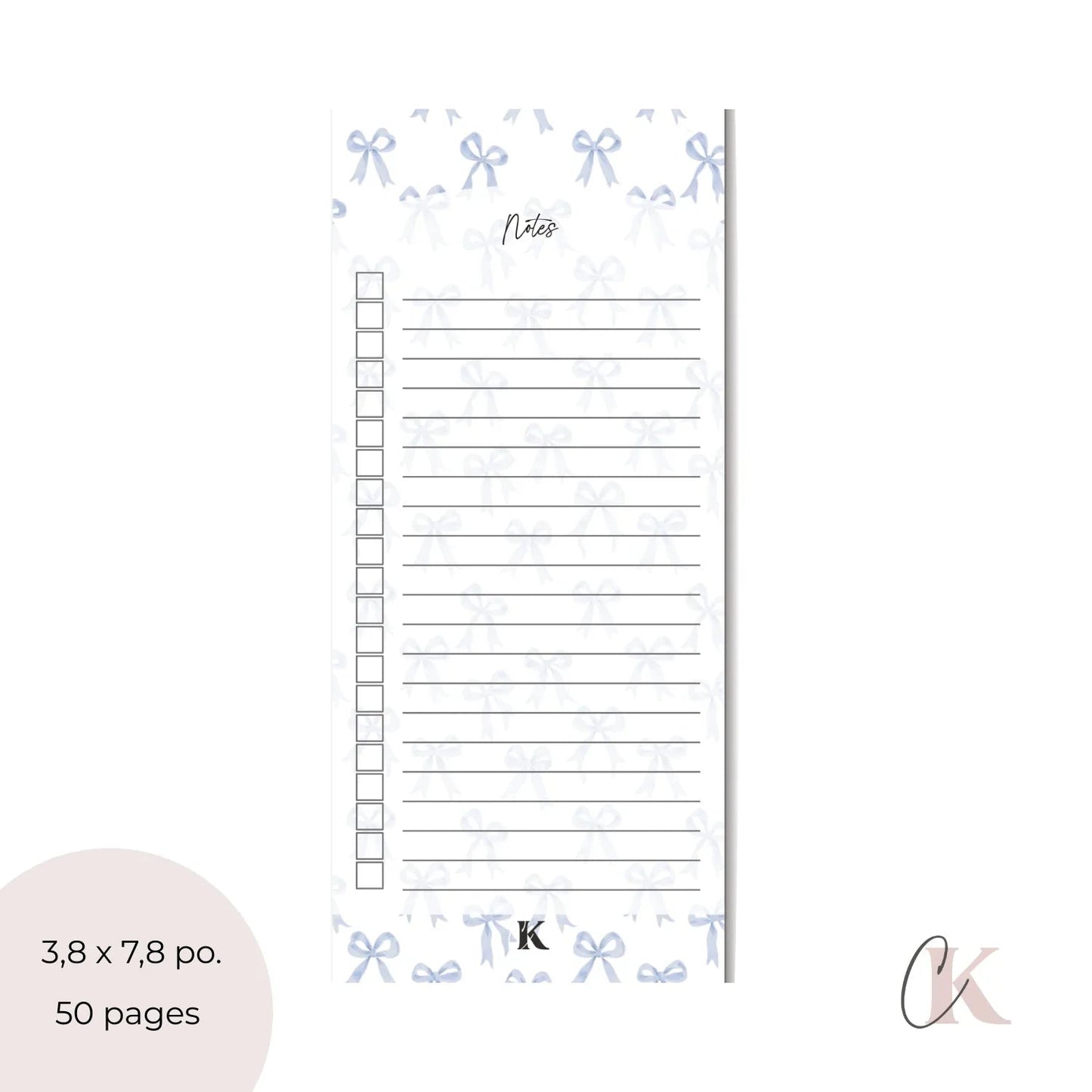Ensemble de planificateur et blocs - notes | Noeuds chics bleus - Papeterie