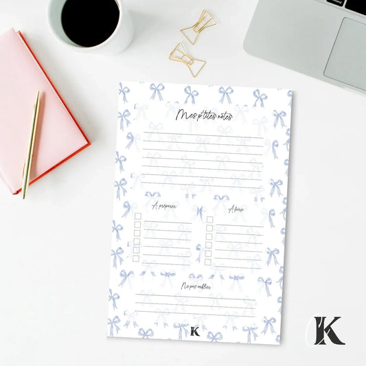 Ensemble de planificateur et blocs - notes | Noeuds chics bleus - Papeterie