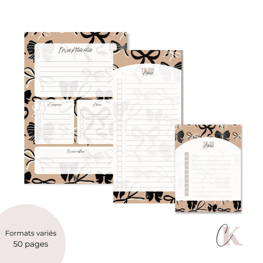 Ensemble de planificateur et blocs - notes | Noeuds chics moka - Papeterie