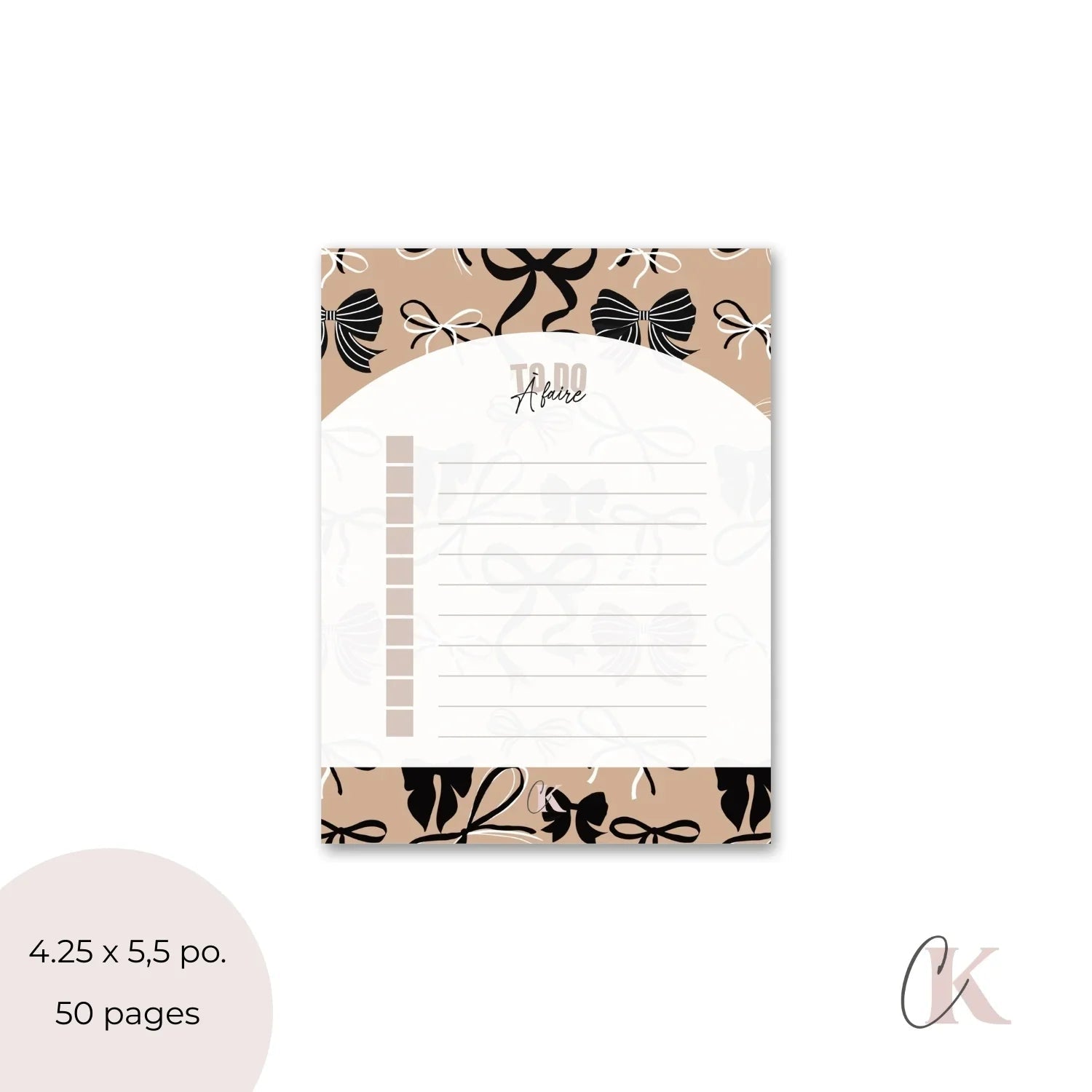 Ensemble de planificateur et blocs - notes | Noeuds chics moka - Papeterie