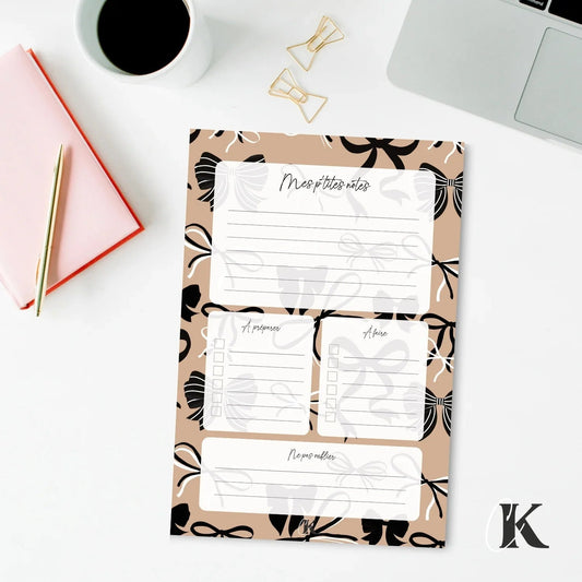 Ensemble de planificateur et blocs - notes | Noeuds chics moka - Papeterie