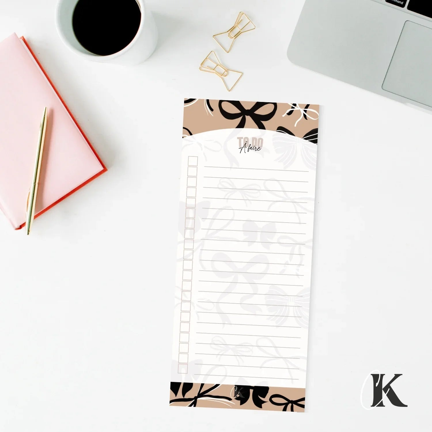 Ensemble de planificateur et blocs - notes | Noeuds chics moka - Papeterie