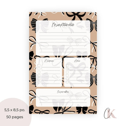 Ensemble de planificateur et blocs - notes | Noeuds chics moka - Papeterie