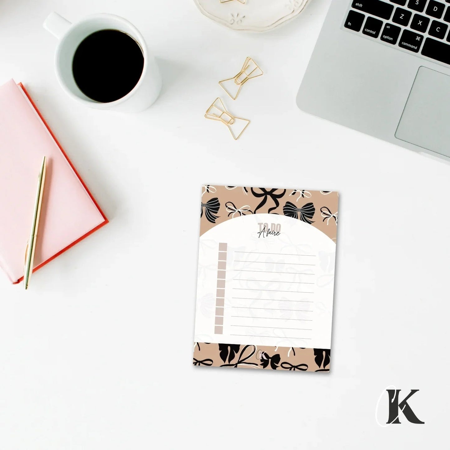 Ensemble de planificateur et blocs - notes | Noeuds chics moka - Papeterie