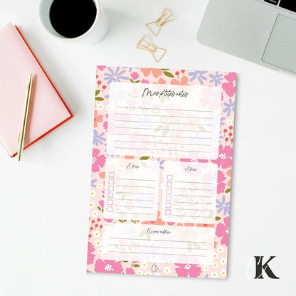 Ensemble de planificateur et blocs - notes | Pop fleuri - Papeterie