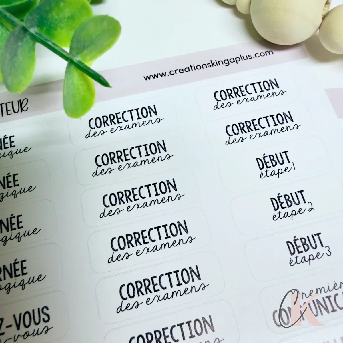 Feuilles d’autocollants minimalistes pour planificateur de prof | Version française - Étiquettes