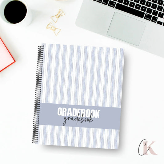 Gradebook | Elementary and H.S. | Blue Striped - Papeterie