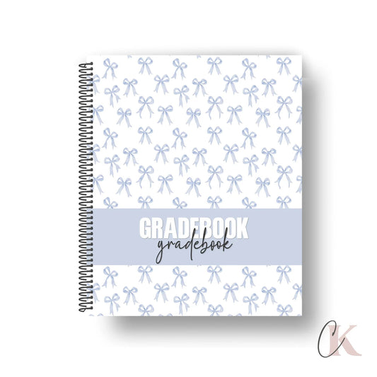 Gradebook | Elementary and H.S. | Elegant Blue Bows - Papeterie