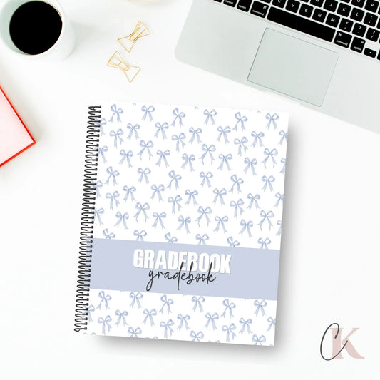 Gradebook | Elementary and H.S. | Elegant Blue Bows - Papeterie