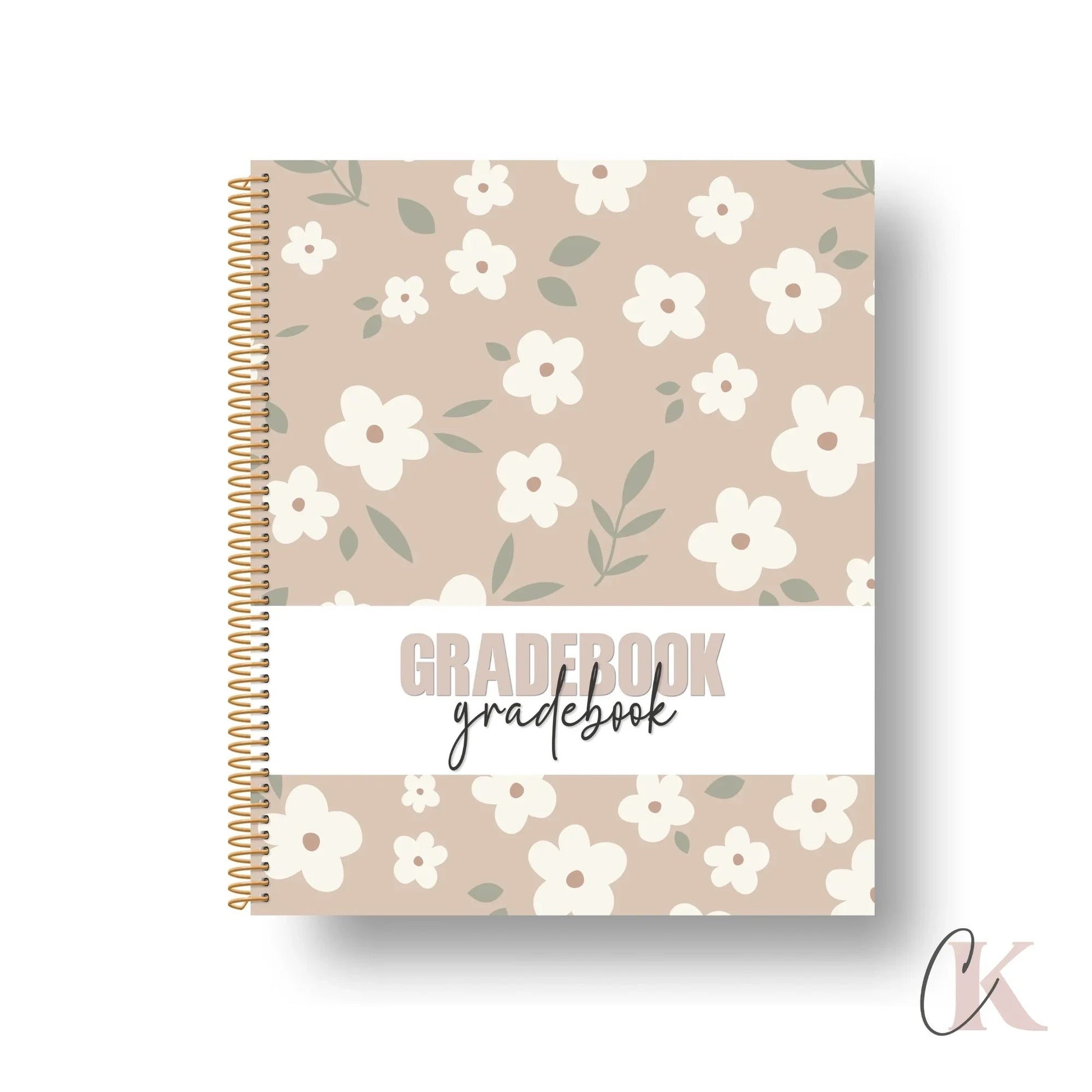 Gradebook | Elementary and H.S. | Floral Greige - Papeterie