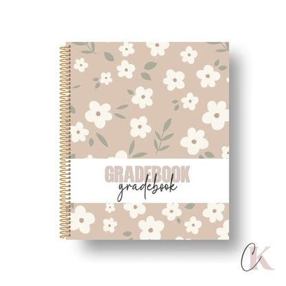 Gradebook | Elementary and H.S. | Floral Greige - Papeterie