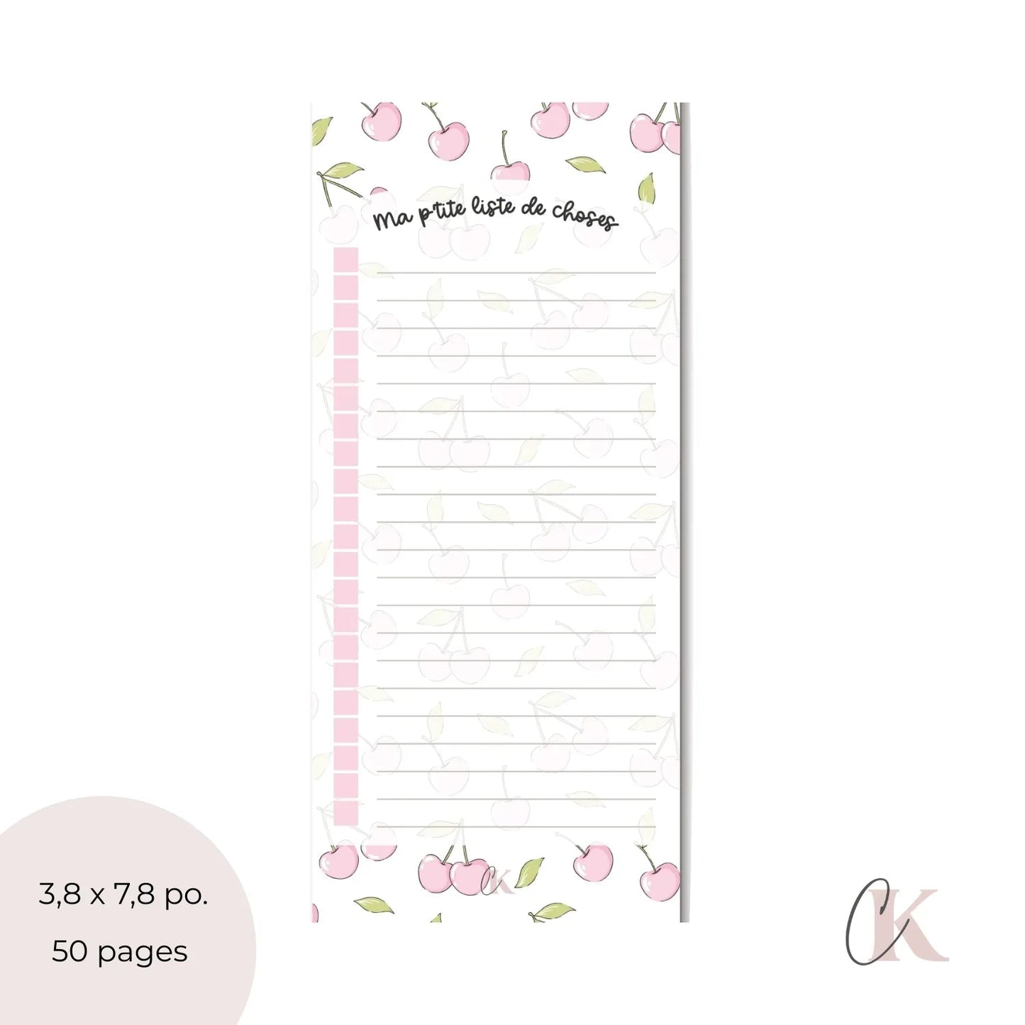 Liste de tâches | Cerises roses (To do list) - Papeterie