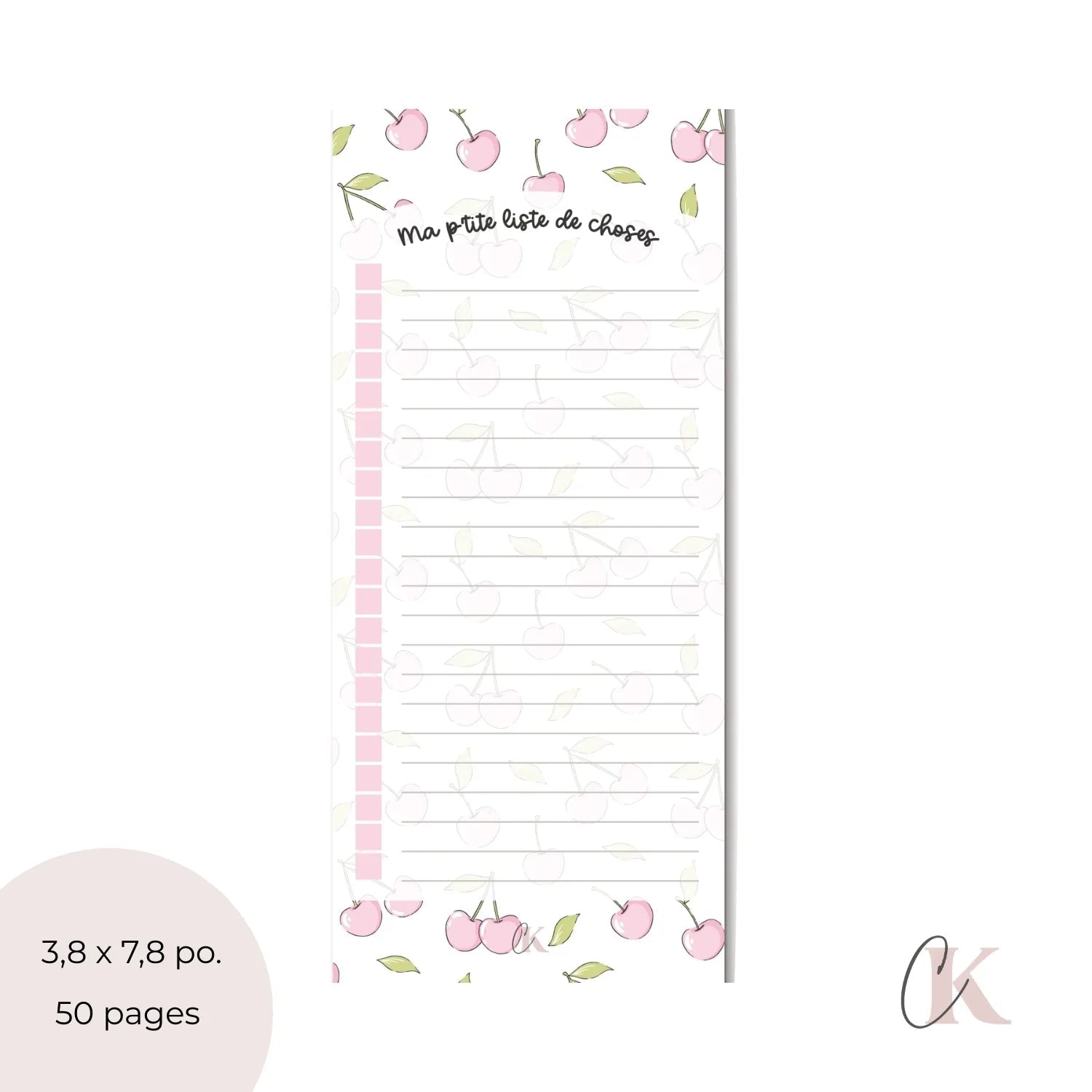 Liste de tâches | Cerises roses (To do list) - Papeterie