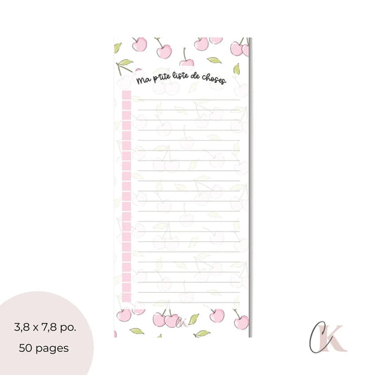 Liste de tâches | Cerises roses (To do list) - Papeterie