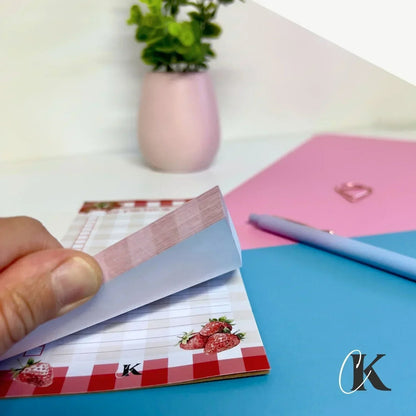 Liste de tâches | Fraises rouges à motif carreaux (To do list) | Retro - Papeterie