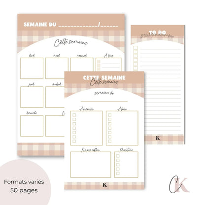 Liste de tâches | Motif Carreaux | Rétro Automne (To do list) - Papeterie