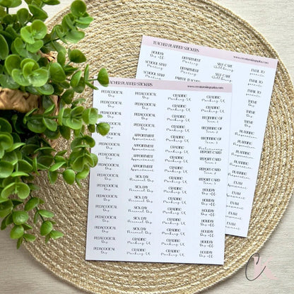 Minimalist Teacher Planner Sticker Sheets | English version - Étiquettes