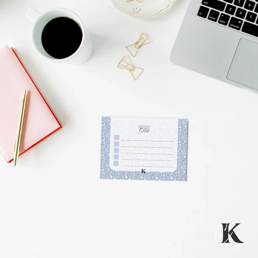 Notes autocollantes liste de tâches | Bleu fleuri - Papeterie