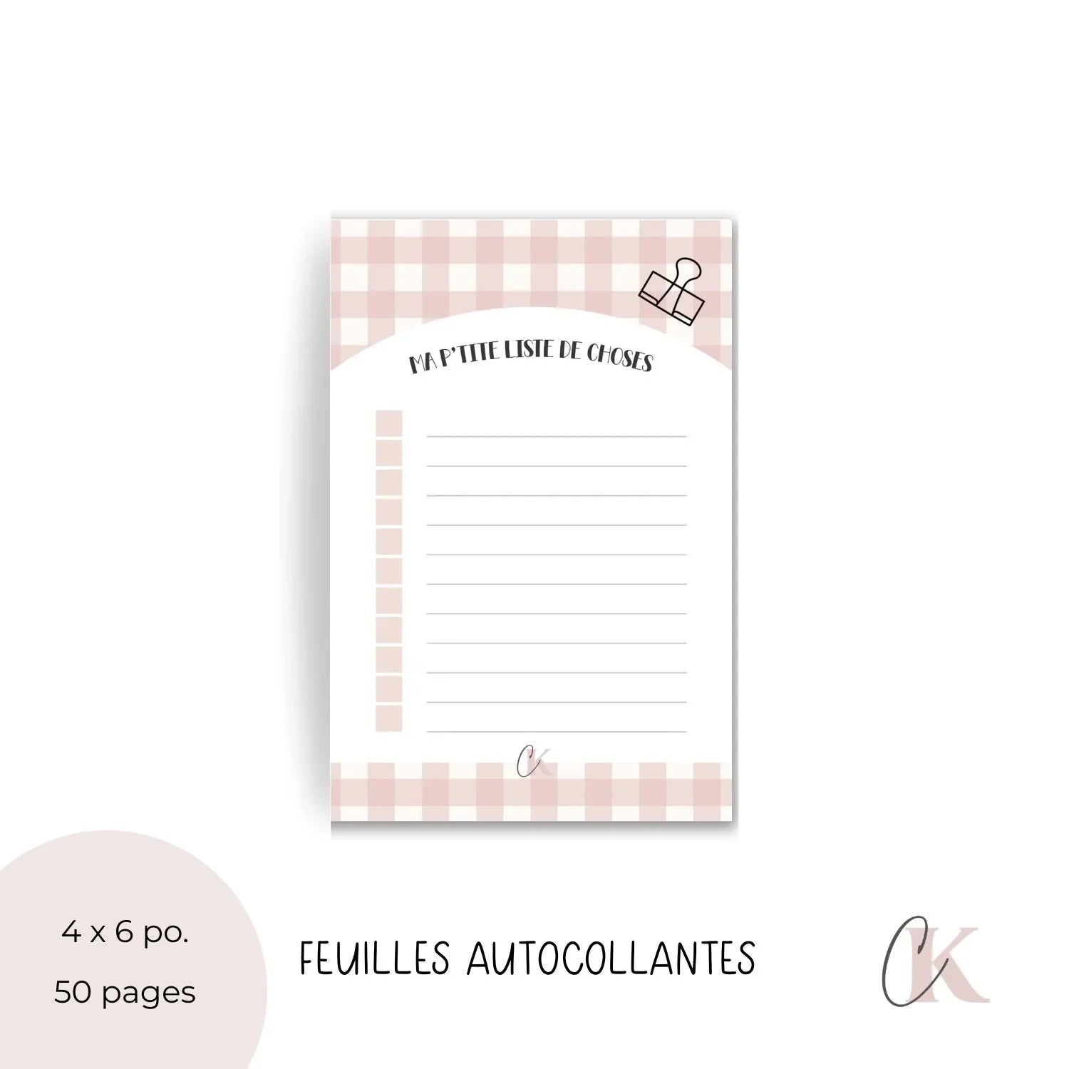 Notes autocollantes liste de tâches | Carreaux roses | Retro - Papeterie