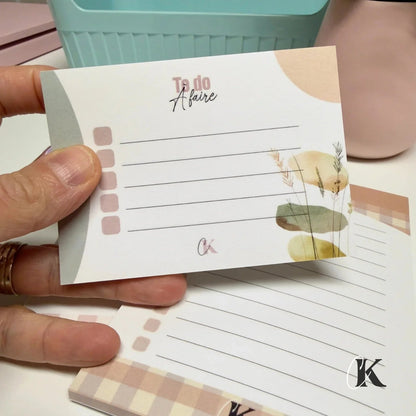 Notes autocollantes liste de tâches | Motif Bohème Pastel - Papeterie