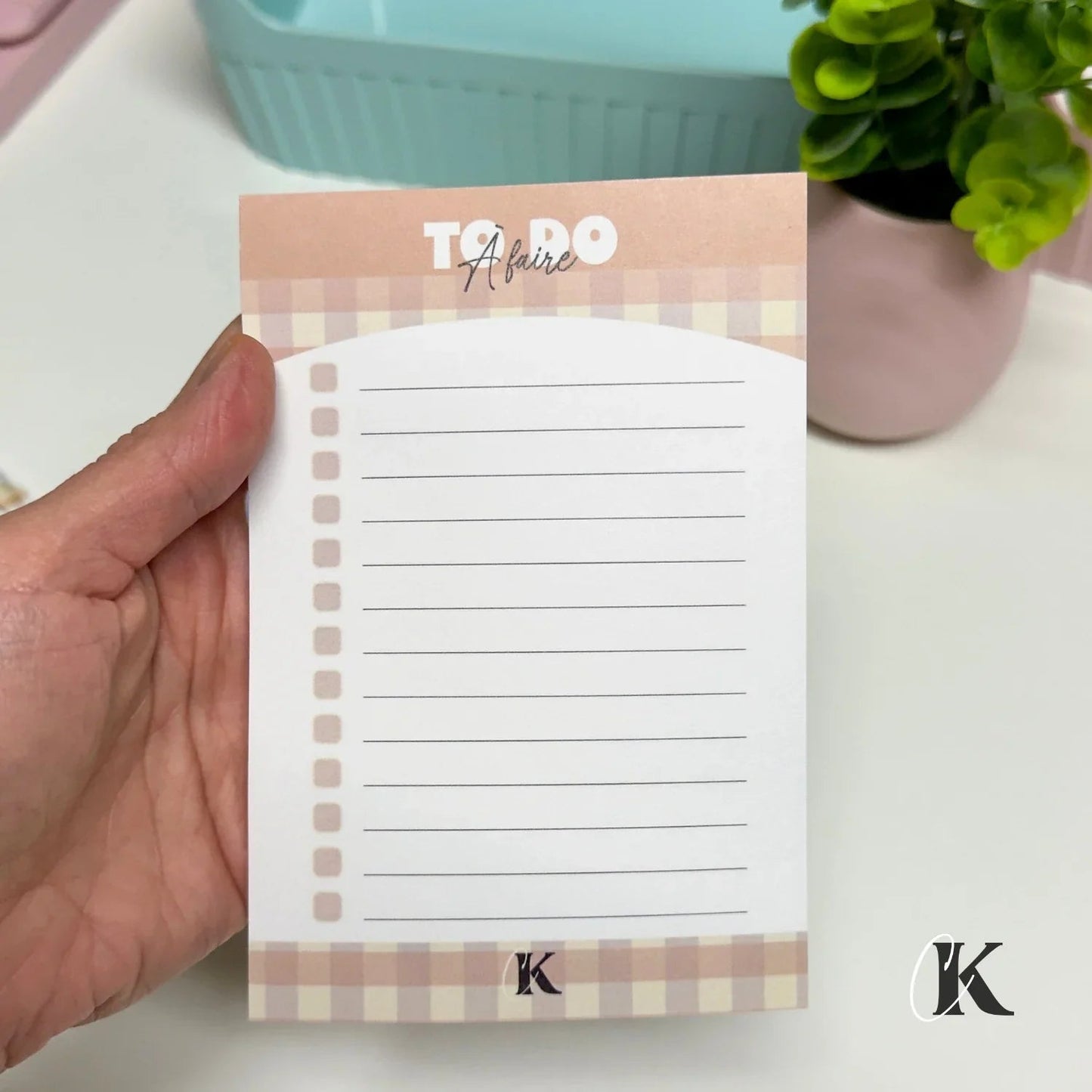 Notes autocollantes liste de tâches | Motif Carreaux | Rétro Automne - Papeterie